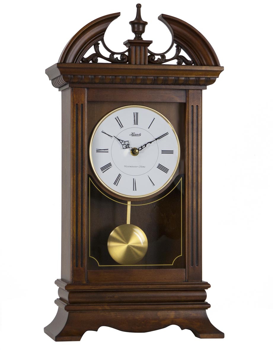 Hamilton Elegant Satin Walnut Finish Hermle Mantel Clock Hamilton Elegant Satin Walnut Finish Hermle Mantel Clock