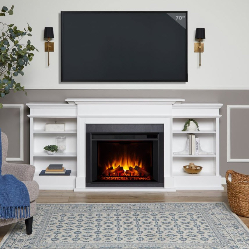 92" Ashton White Electric Fireplace 92" Ashton White Electric Fireplace