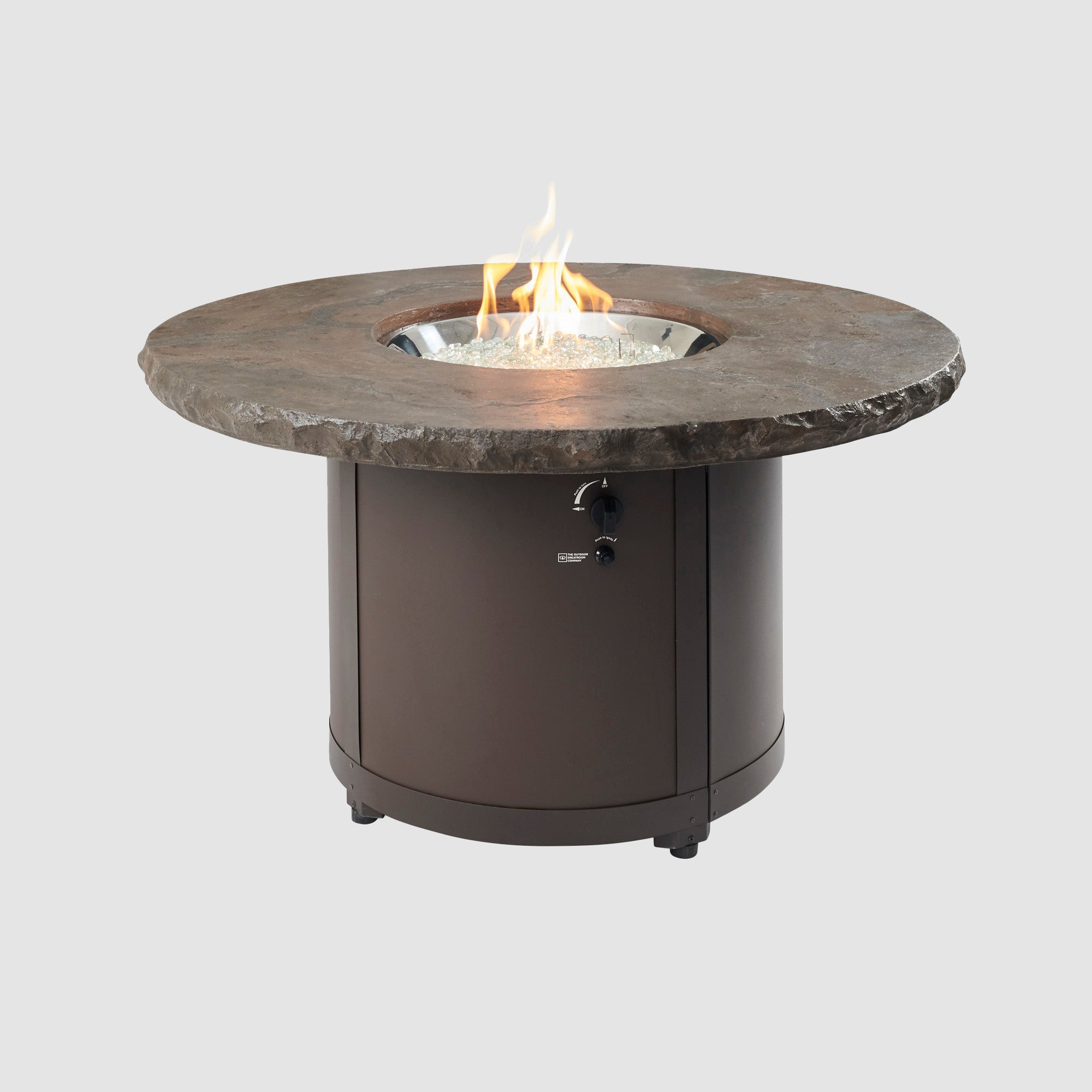 48" Beacon Round Marbleized Noche Liquid Propane Gas Fire Pit Table