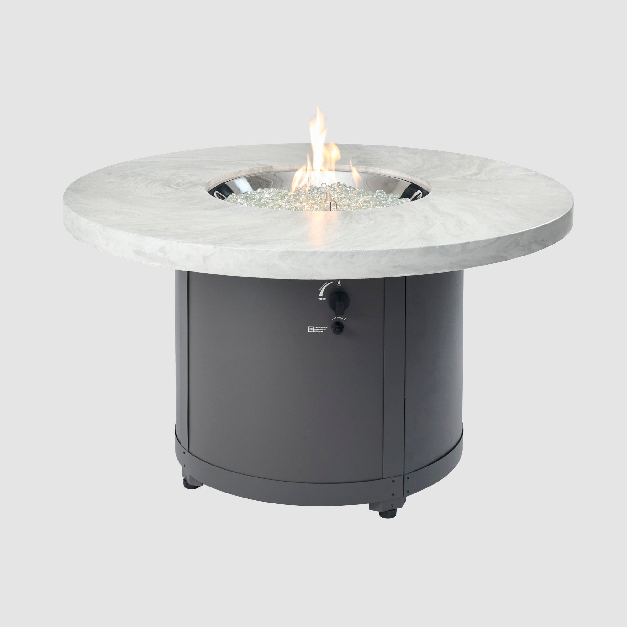 48" Beacon Round White Onyx Liquid Propane Gas Fire Pit Table