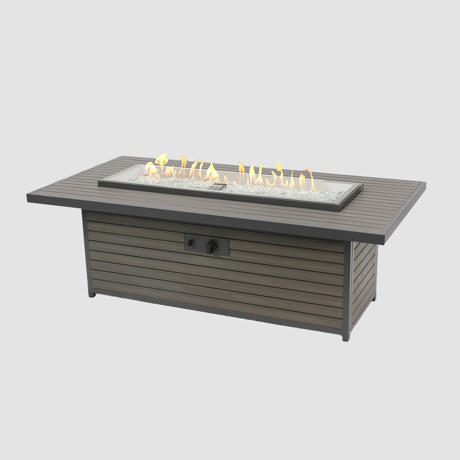 61" Kenwood and Brooks Linear Chat Height Gas Fire Pit Table