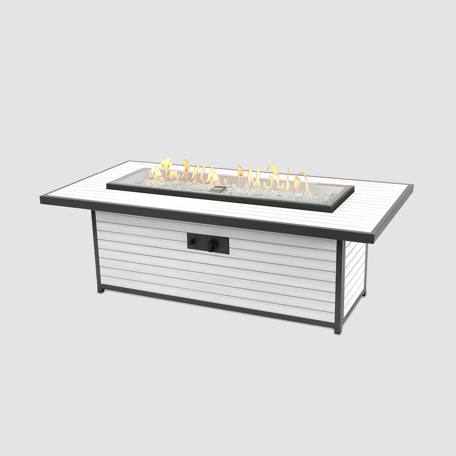 61" Kenwood and Brooks Linear White Chat Height Gas Fire Pit Table