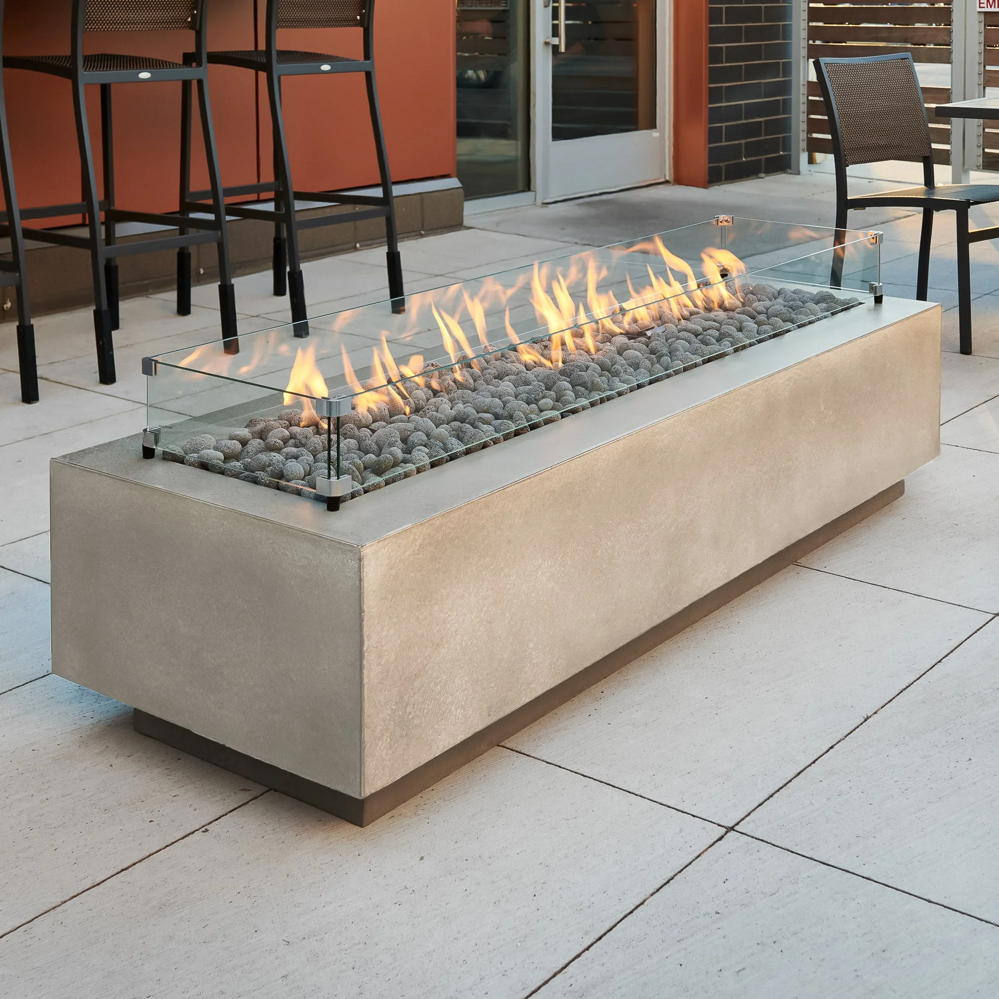 72" Natural Grey Cove Linear Gas Fire Table with Direct Spark Ignition (NG)