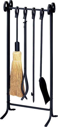 32'' 5 Piece Heavy Weight Black Wrought Iron Inline Fireset