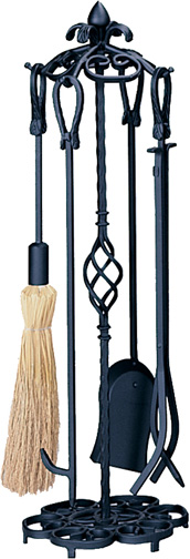 33'' 5 Piece Heavy Weight Black Wrought Iron Fireset