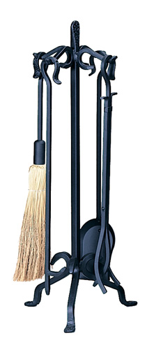 32'' 5 Piece Heavy Weight Black Wrought Iron Fireset