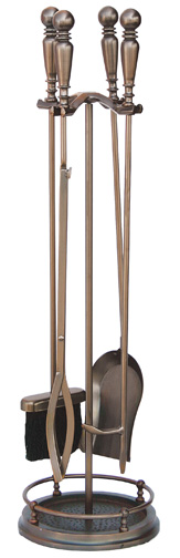 32'' 5 piece Venetian Bronze Finish Fireset with Ball Handle