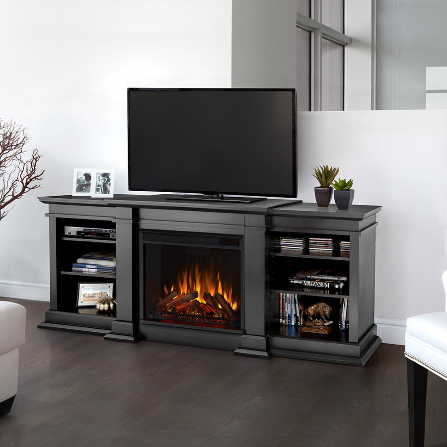 72" Fresno Electric Fireplace TV Stand in Black