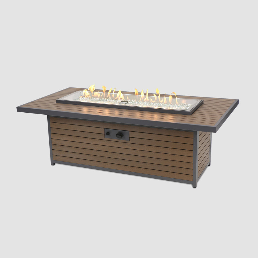 61" Kenwood and Brooks Linear Chat Height Gas Fire Pit Table