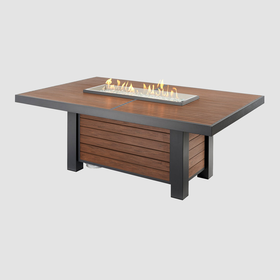 80" Kenwood and Brooks Linear Dining Height Gas Fire Pit Table