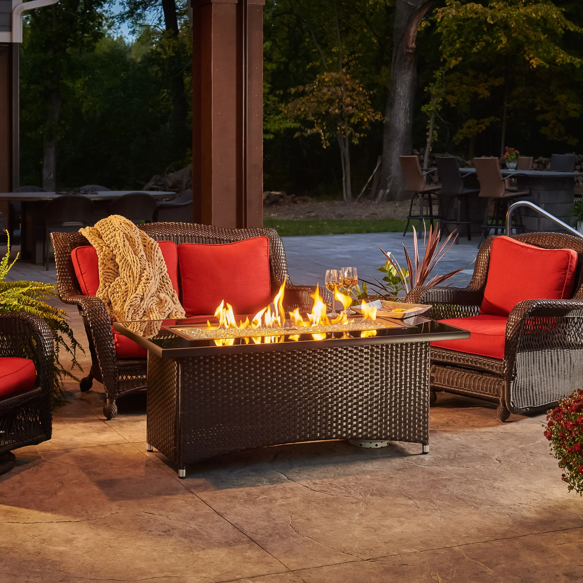 59" Balsam Montego Linear Natural Gas Fire Pit Table with Direct Spark Ignition