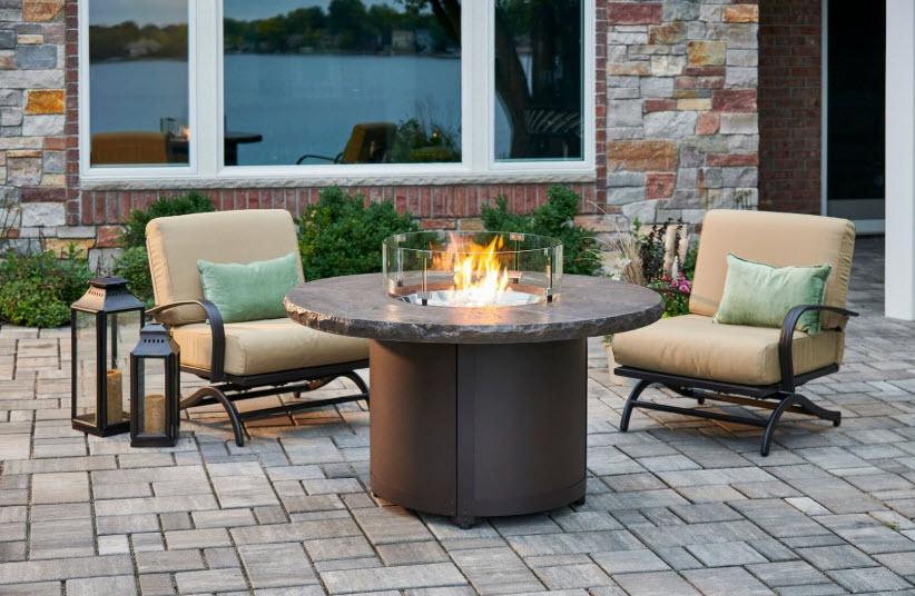 48" Beacon Marbleized Noche Brown Chat Height Gas Outdoor Fire Pit Table