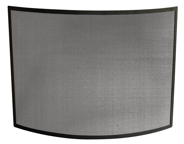 41 Single Panel Curved Black Wrought, Curved Iron Fireplace Screen