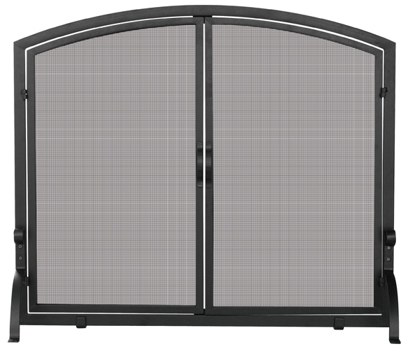 39'' / 44'' Single Panel Black Wrought Iron Screen with Doors