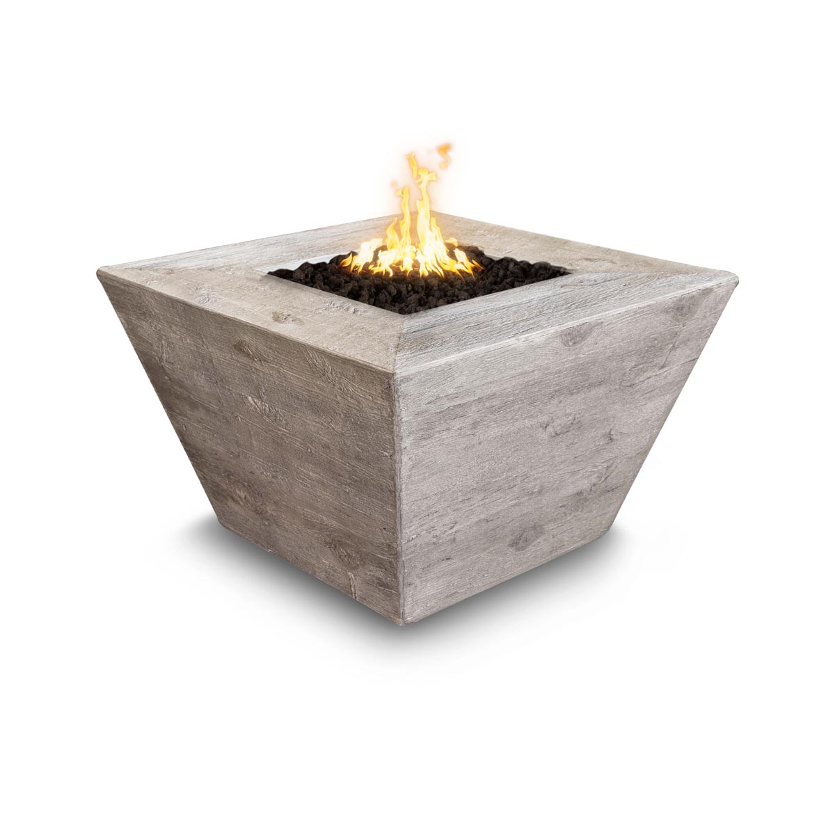 The Outdoor Plus 36" Plymouth Square Fire Pit - Wood Grain Concrete