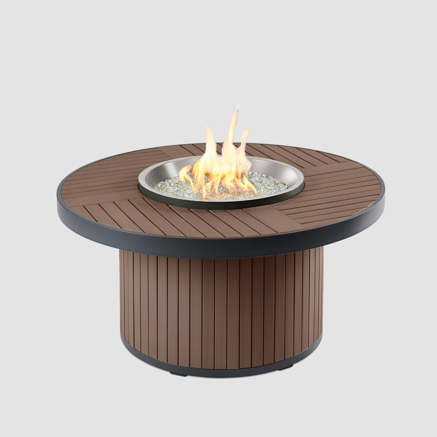 20” Kenwood Round Chat Height Umber Brown Gas Fire Pit Table