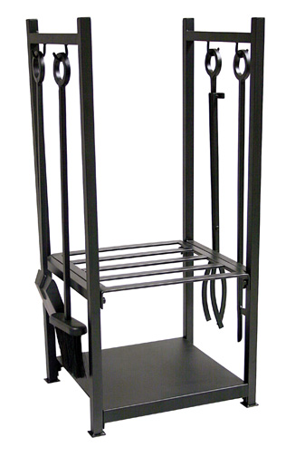 12.5'' Black Wrought Iron Log Rack with Tools