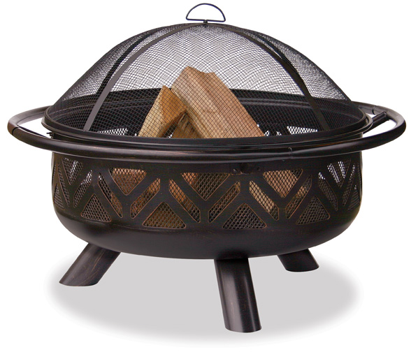 36'' Oil Rubbed Bronze Outdoor Firebowl with Geometric Design