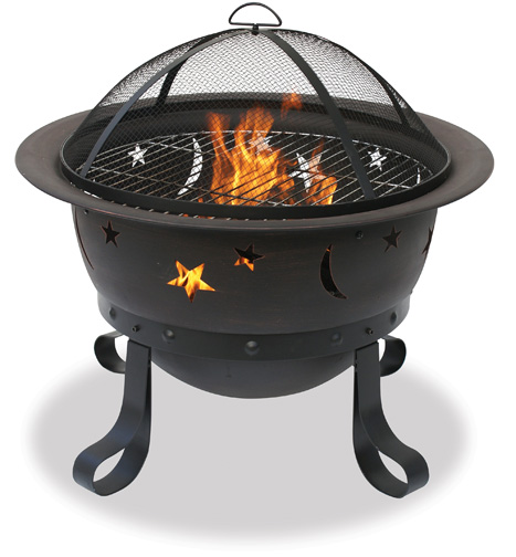 29.3'' Oil Rubbed Bronze Outdoor Firebowl with Stars and Moons