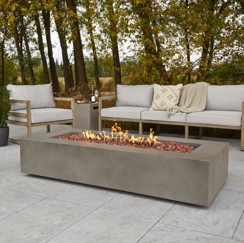 70" Aegean Mist Gray Large Rectangle Fire Table w/ Conversion Kit