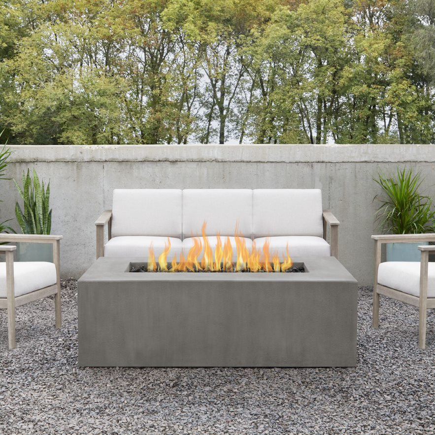 60" Eureka Casual Rectangle Natural Gas Fire Table in Flint  