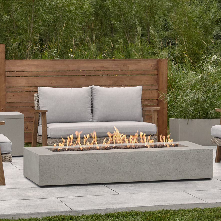 72" Beaumont Rectangle Propane Fire Table in Flint 