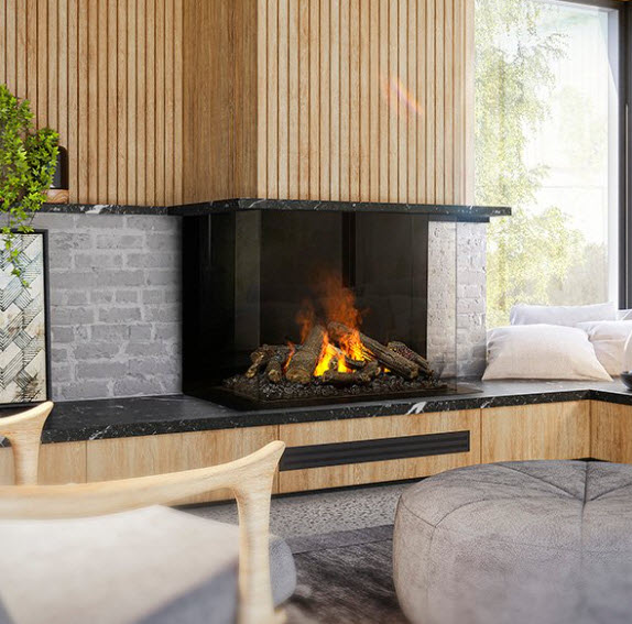 39" Faber e-MatriX Three-Sided Built-in Electric Firebox