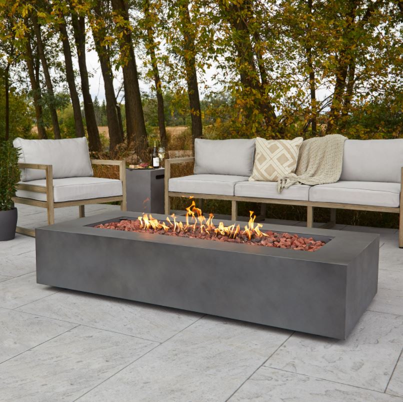 70" Aegean Weathered Slate Large Rectangle Fire Table w/ Conversion Kit