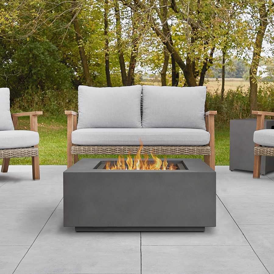 36" Aegean Weathered Slate Square Propane Gas Outdoor Fire Table