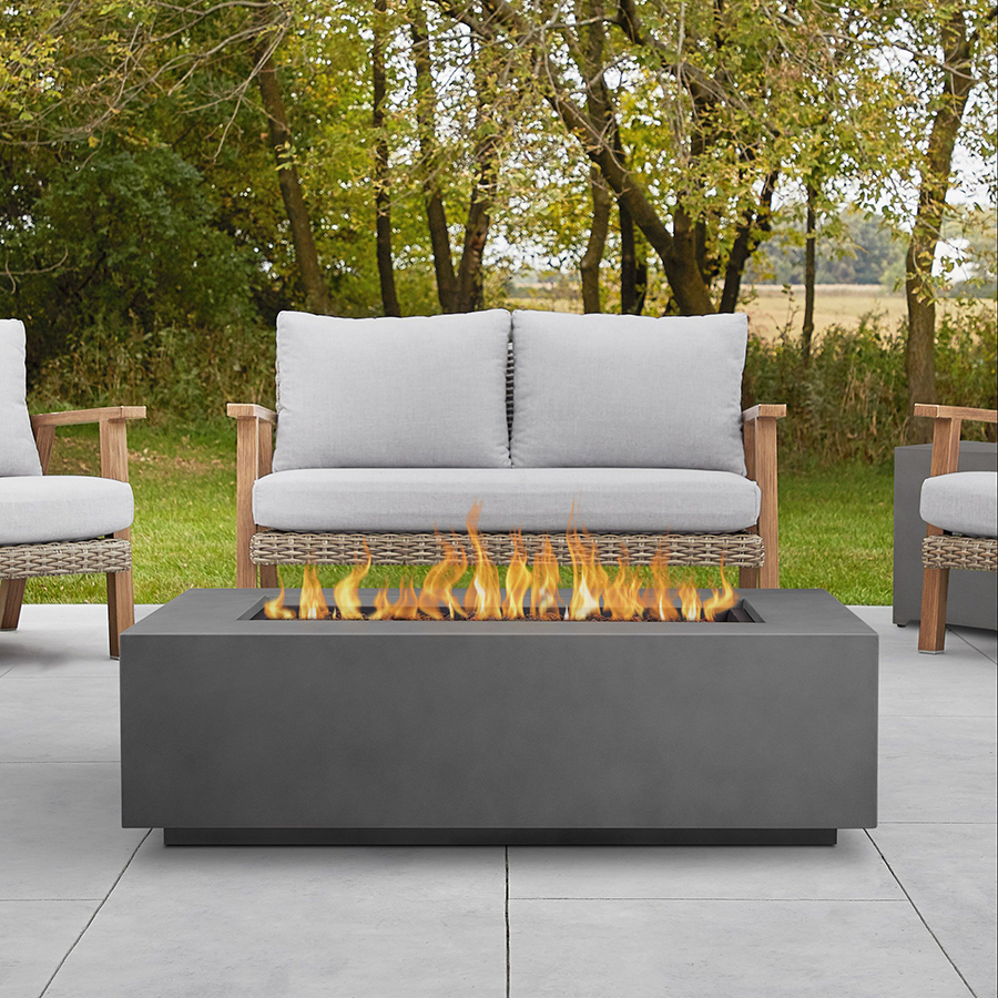 50" Aegean Weathered Slate Large Rectangle Propane Gas Outdoor Fire Table