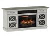 63" Christina Distressed Ivory TV Stand Infrared Electric Fireplace