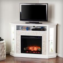 52.25" Redden Corner Convertible Touch Screen Electric Fireplace w/ Storage – White 52.25" Redden Corner Convertible Touch Screen Electric Fireplace w/ Storage – White