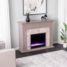 54.75" Torlington Color Changing Marble Tiled Fireplace - Gray 54.75" Torlington Color Changing Marble Tiled Fireplace - Gray
