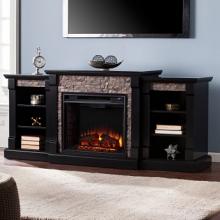 71.75" Gallatin Faux Stone Electric Fireplace w/ Bookcases 71.75" Gallatin Faux Stone Electric Fireplace w/ Bookcases