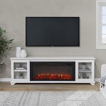 81" Benjamin White TV Stand Electric Fireplace   81" Benjamin White TV Stand Electric Fireplace