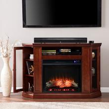 48" Claremont Electric Corner Touch Screen Fireplace w/ Storage- Cherry 48" Claremont Electric Corner Touch Screen Fireplace w/ Storage- Cherry