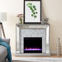 44" Trandling Mirrored Faux Stone Fireplace with Color Changing Firebox 44" Trandling Mirrored Faux Stone Fireplace with Color Changing Firebox