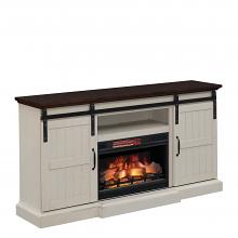 66.3" Hogan Weathered White Infrared Media Electric Fireplace  66.3" Hogan Weathered White Infrared Media Electric Fireplace