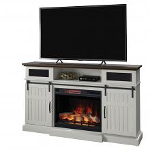 68.25" Manning Saw Cut Antique White Infrared Media Electric Fireplace with Bluetooth Speakers 68.25" Manning Saw Cut Antique White Infrared Media Electric Fireplace with Bluetooth Speakers