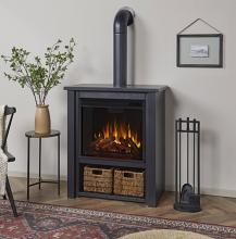 32" Hollis Real Flame Black Electric Fireplace Stove