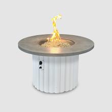 42" Reverie Round Gas Fire Pit Table with Relic Grey Supercast  Top & White Base