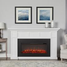 74" Alcott Real Flame White Electric Fireplace 74" Alcott Real Flame White Electric Fireplace