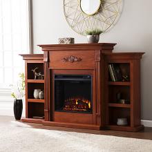 70.25'' Tennyson Classic Mahogany Electric/Infrared Fireplace w/ Bookcases 70.25'' Tennyson Classic Mahogany Electric/Infrared Fireplace w/ Bookcases