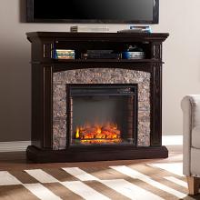 45.5" Grantham Faux Stone Convertible Electric Media Fireplace  45.5" Grantham Faux Stone Convertible Electric Media Fireplace