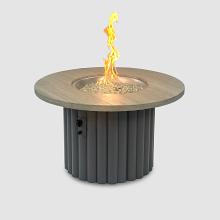 42" Reverie Round Gas Fire Pit Table with Smokey Oak Supercast Top & Charcoal Base 