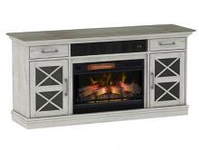 63" Christina Distressed Ivory TV Stand Infrared Electric Fireplace 63" Christina Distressed Ivory TV Stand Infrared Electric Fireplace