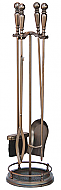 32'' 5 piece Venetian Bronze Finish Fireset with Ball Handle