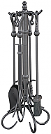 30'' 5 Piece Olde World Iron Fireset with Heavy Crook Handles